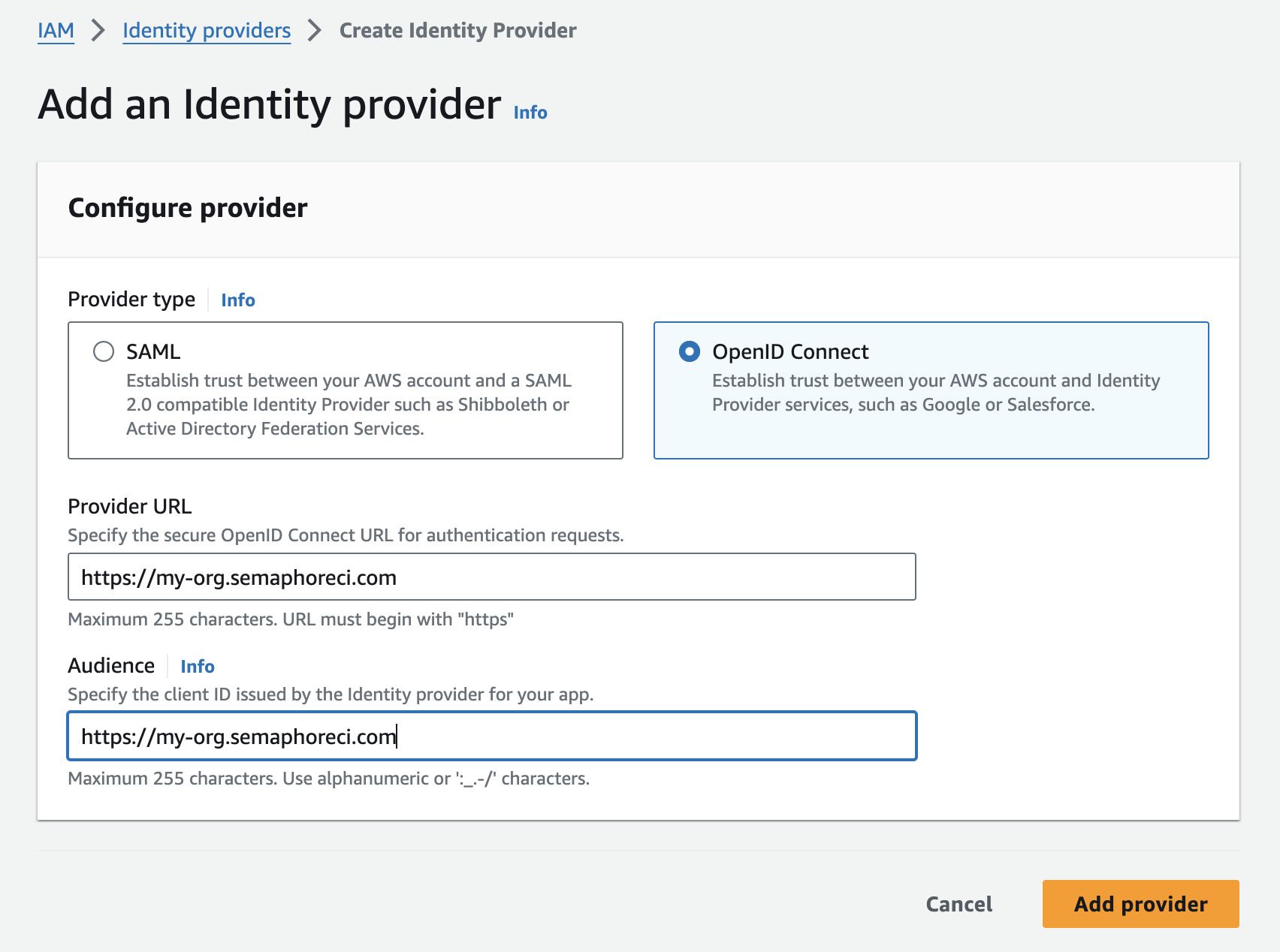 Creating an OIDC Identity Provider