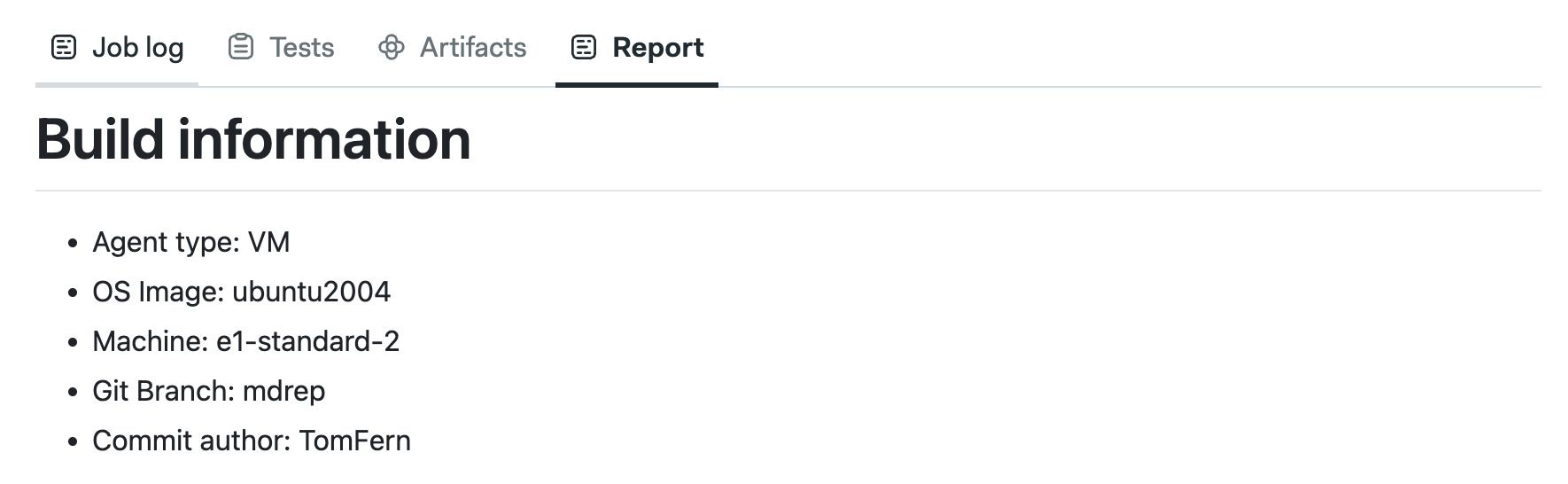 Build info report