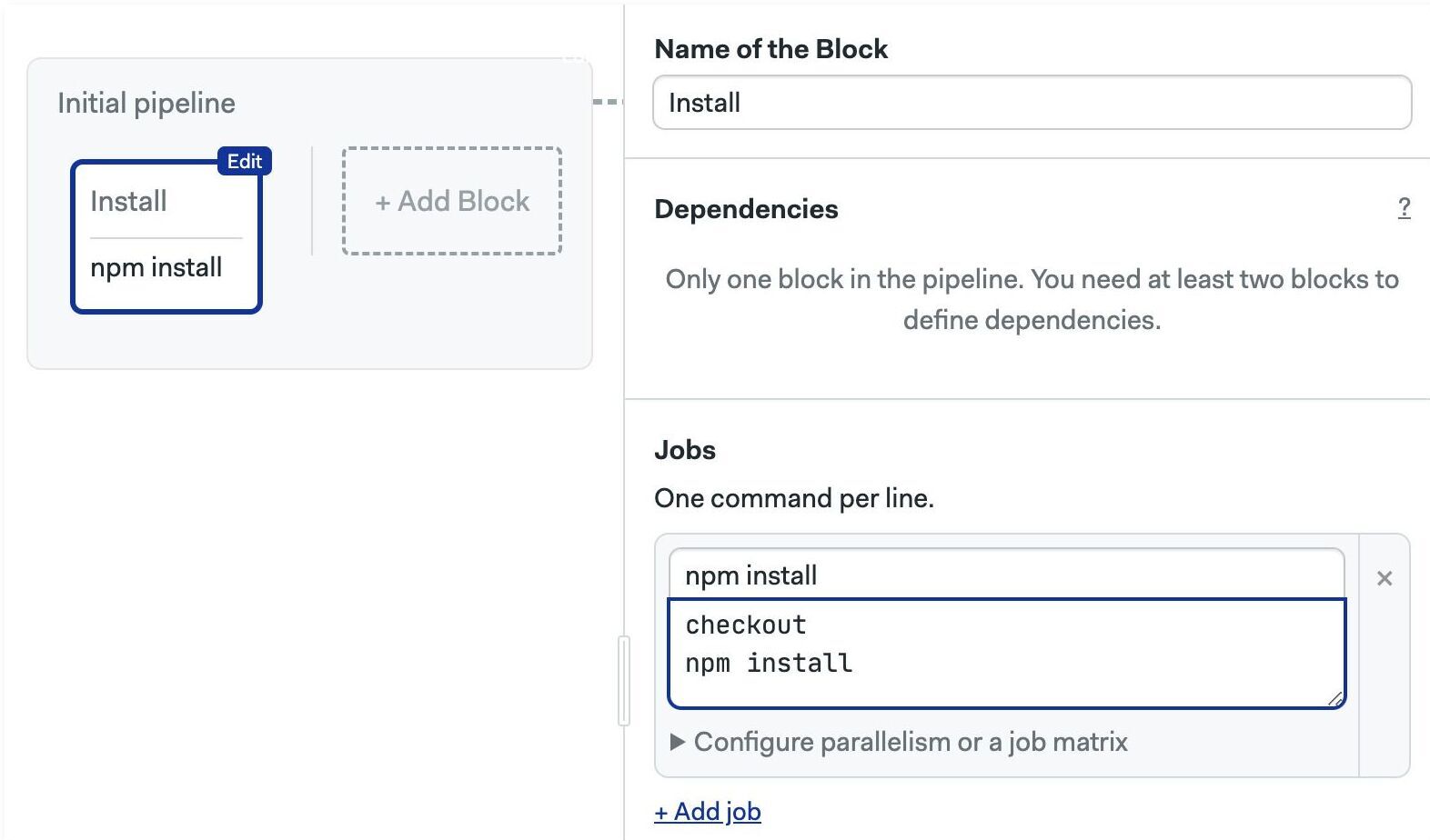 Running checkout with the visual editor