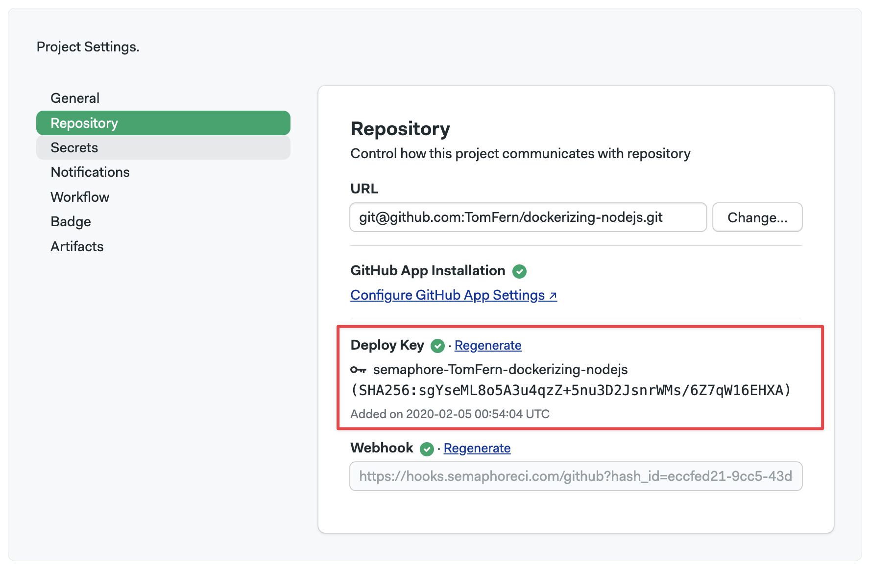 Checking the status of the deploy key