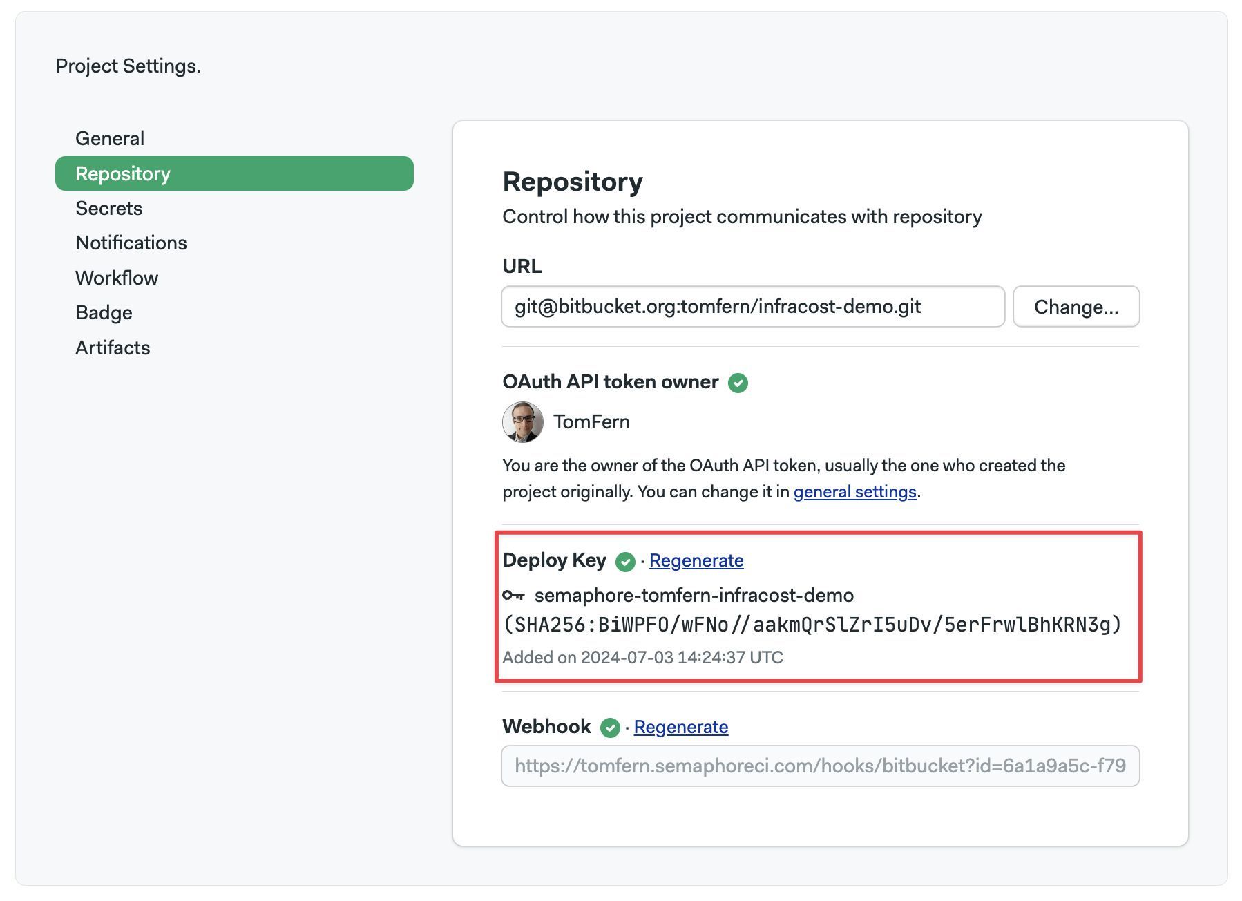 Checking the status of the deploy key