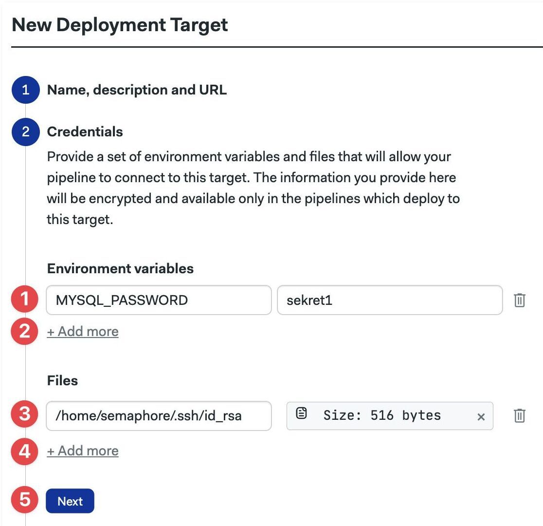 Setting up credentials for the deployment target