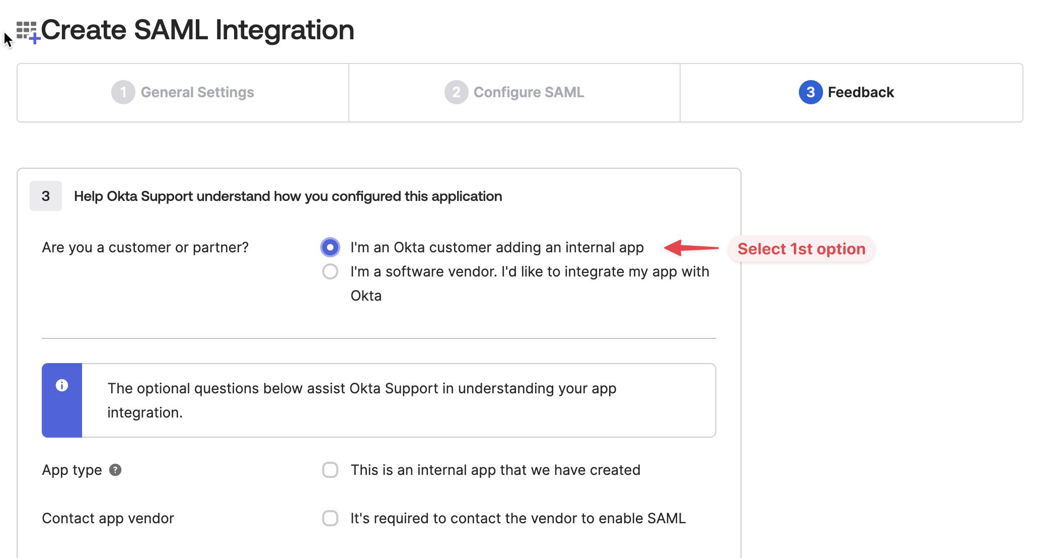 Select the feedback option