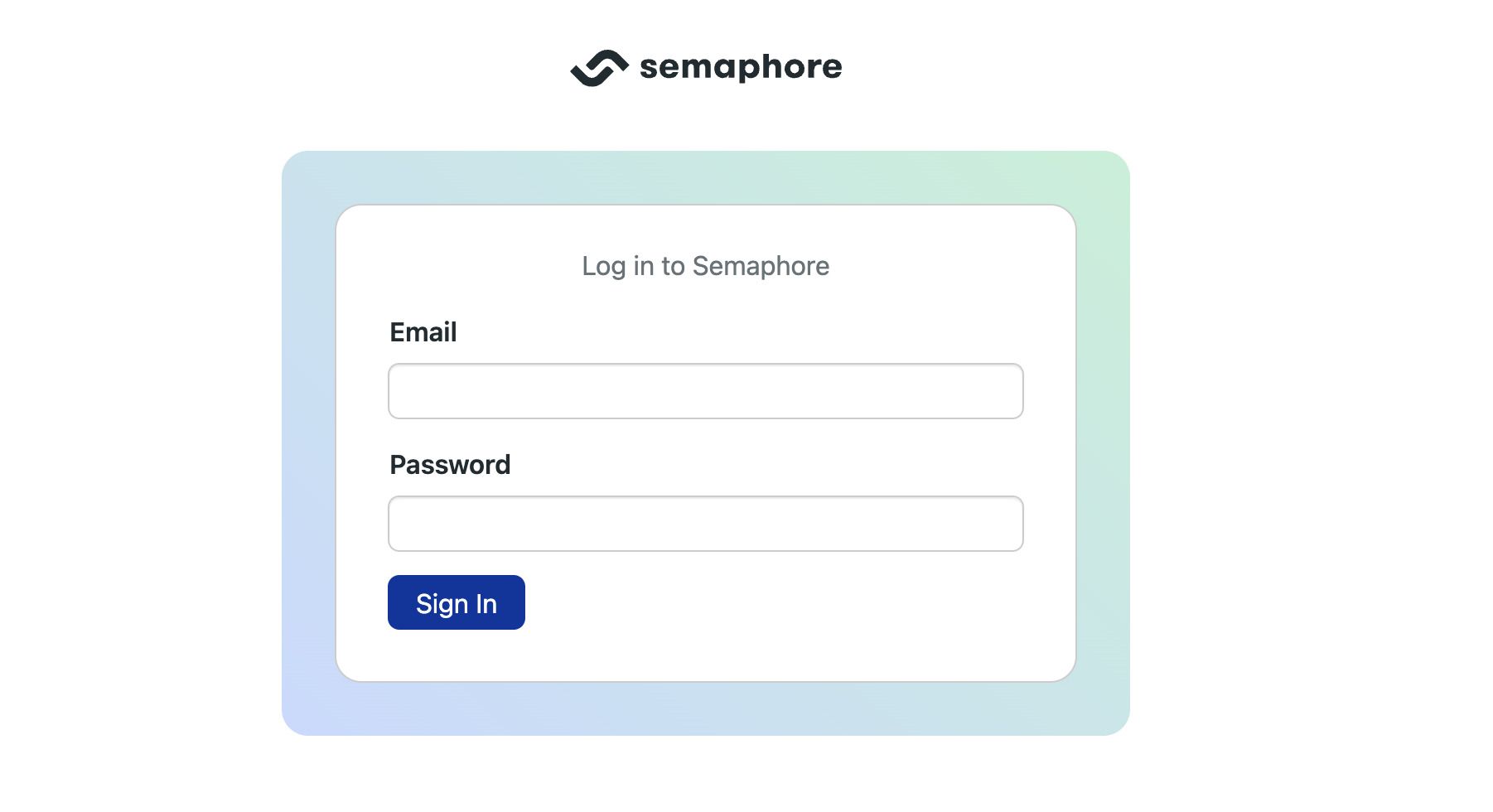 Log in screen for Semaphore