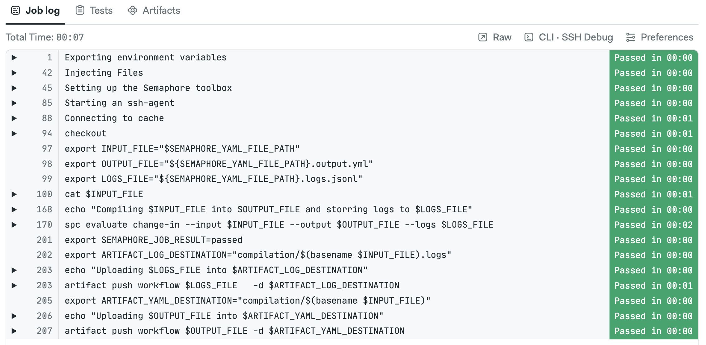 Example init job log