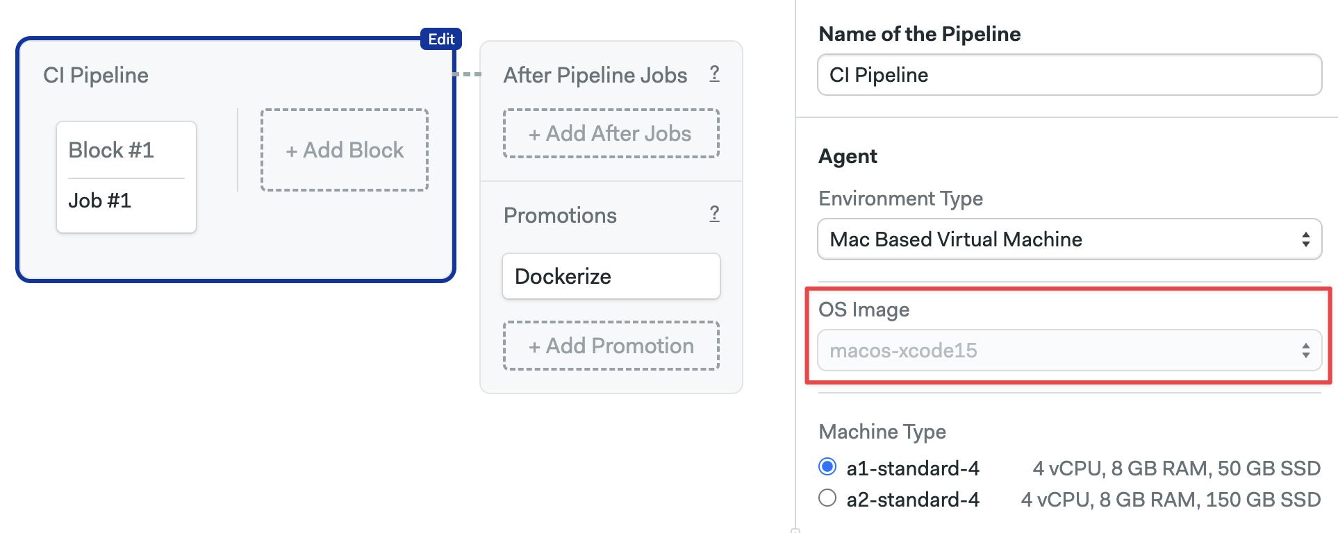 Selecting the macOS Xcode15 using the workflow editor