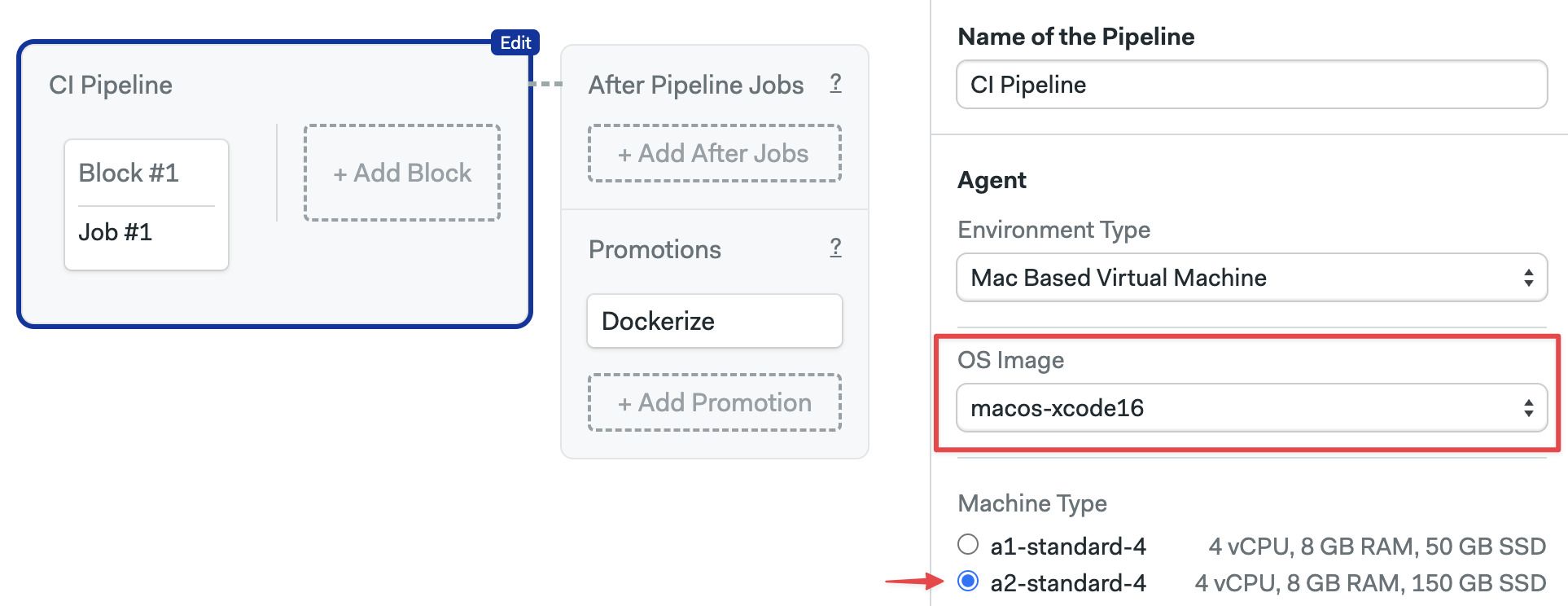 Selecting the macOS Xcode16 using the workflow editor