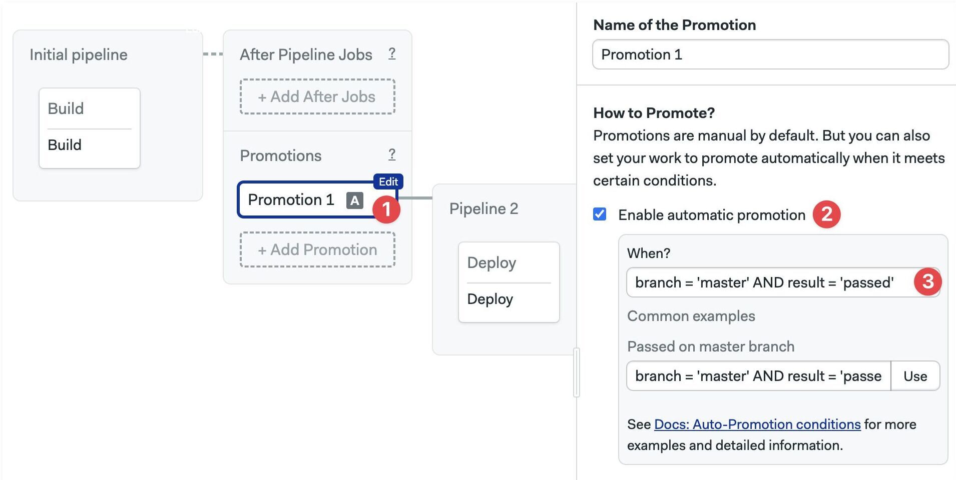 Setting autostart conditions on a promotion