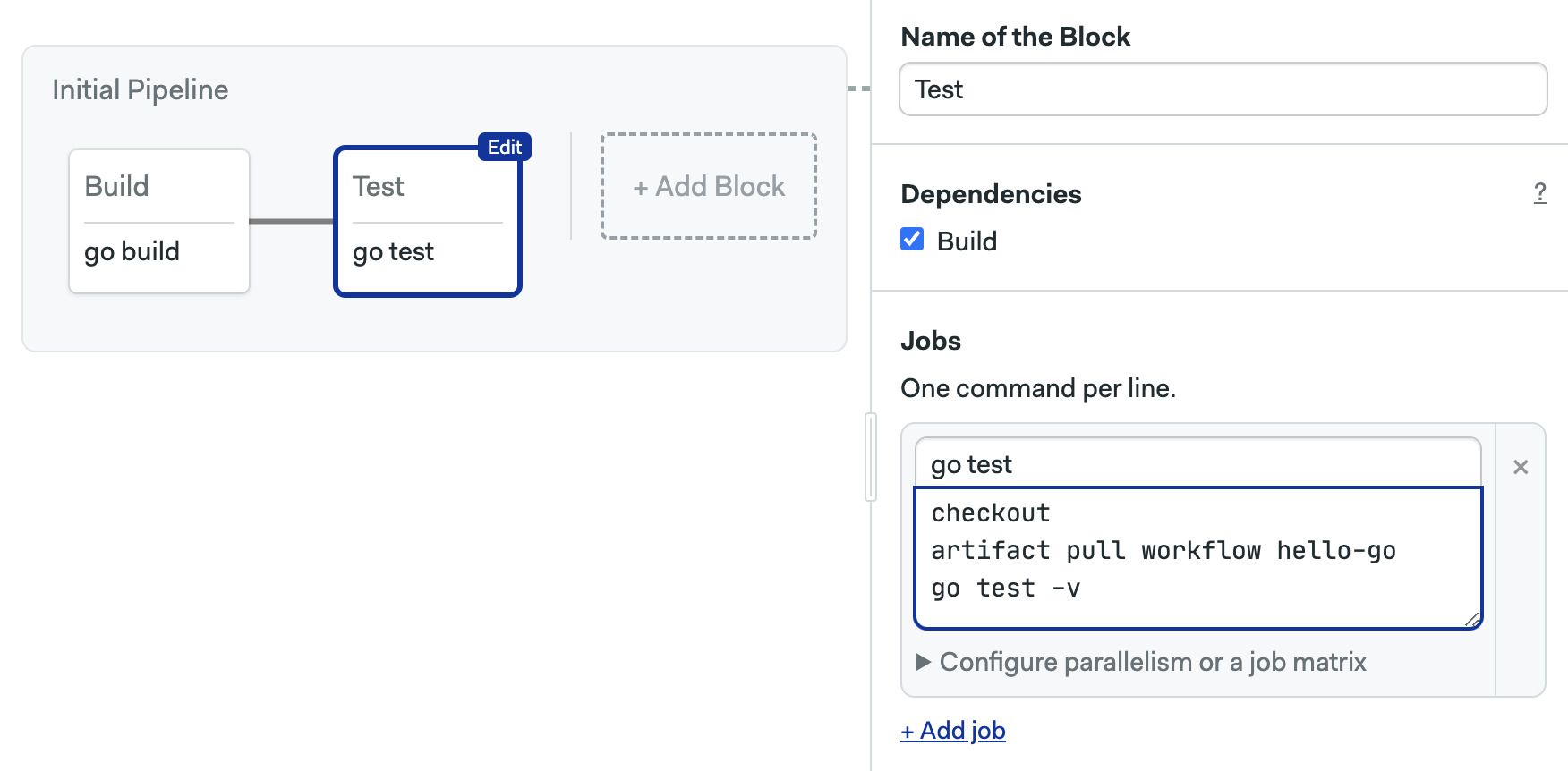 Adding a test job