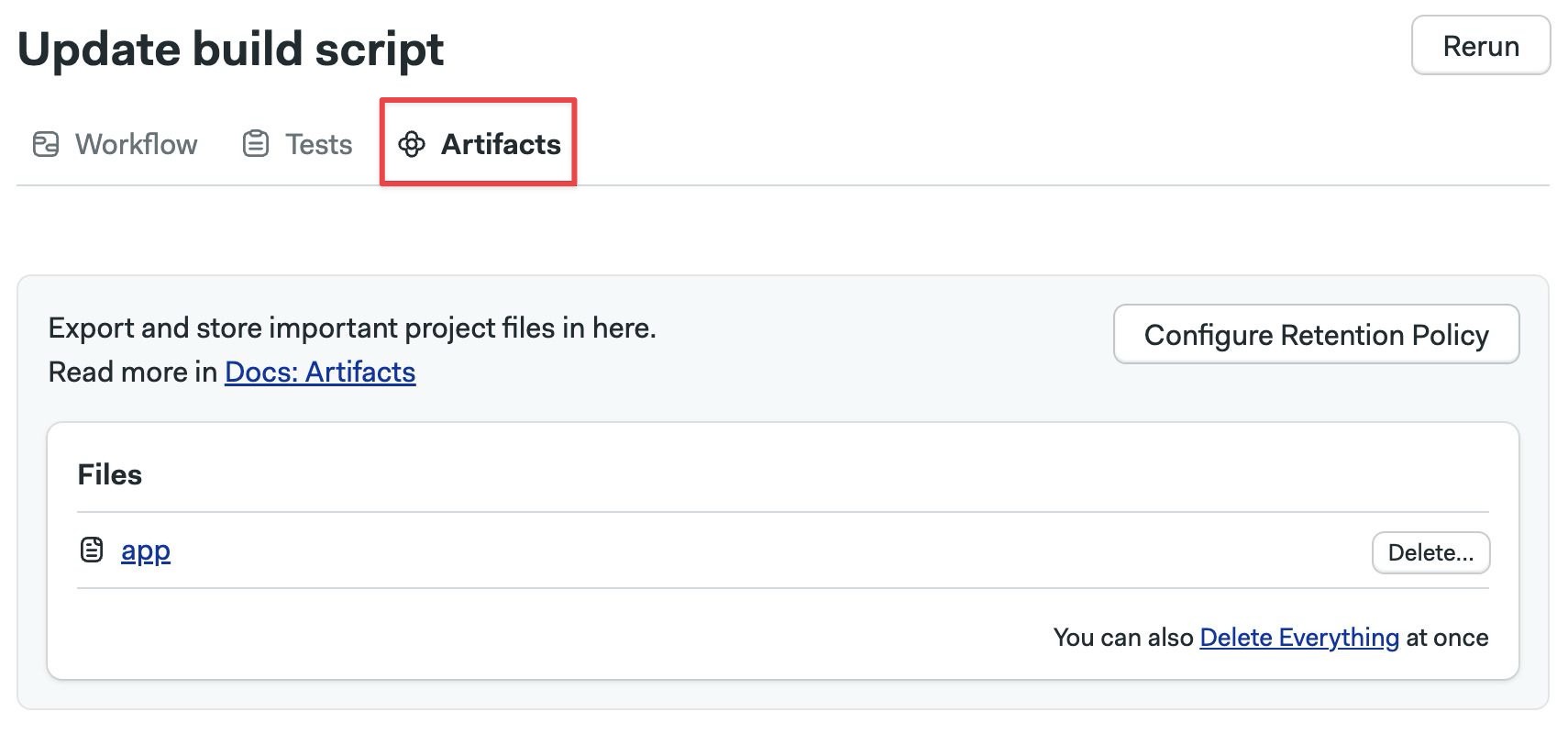 View the workflow artifacts